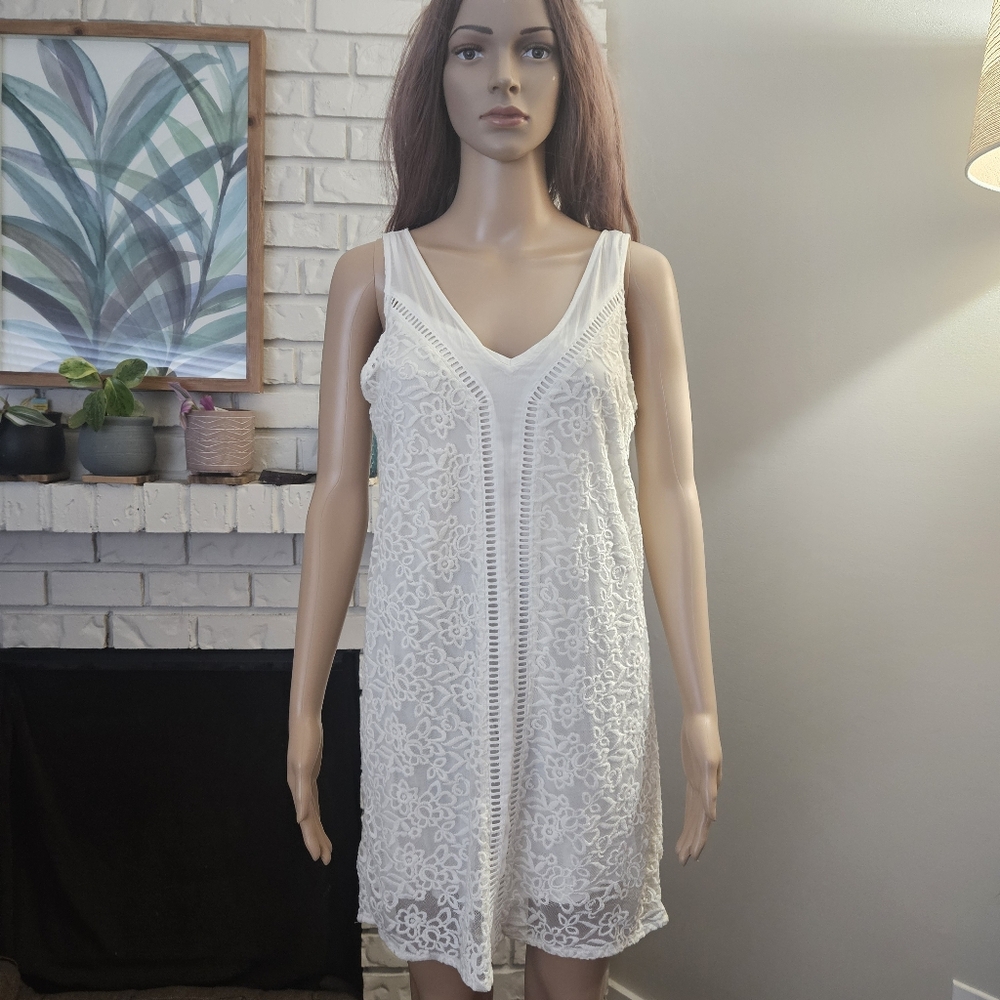 Abercrombie & Fitch White Lace Dress Sleeveless V Neck